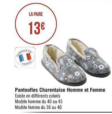 pantoufles charentaise homme et femme