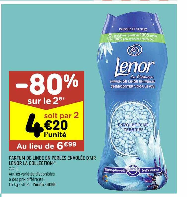 parfum de linge en perles envolée d'air lenor la collection