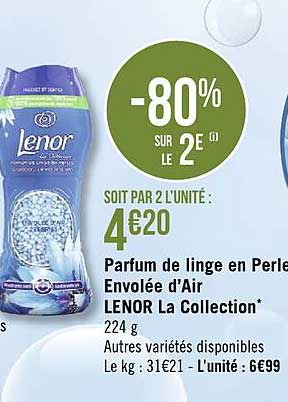 parfum de linge en perles envolée d'air lenor la collection
