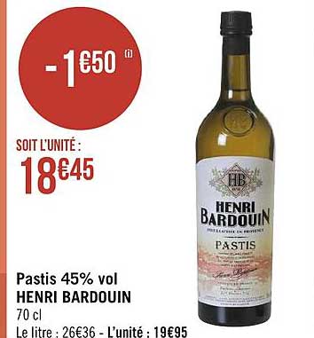 pastis 45% vol henri bardouin