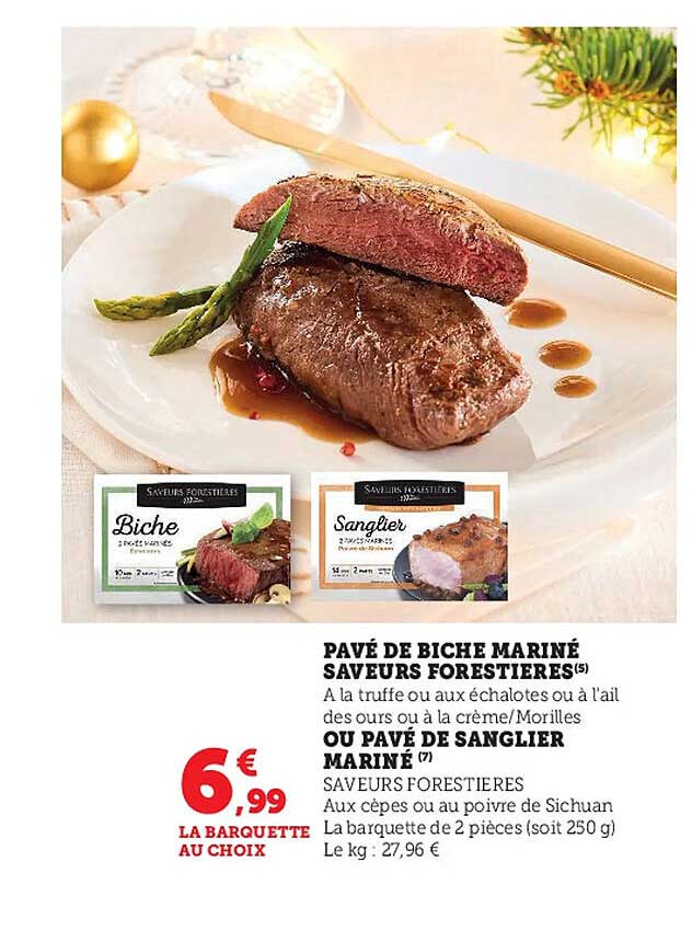 pavé de biche mariné saveurs forestières ou pavé de sanglier mariné