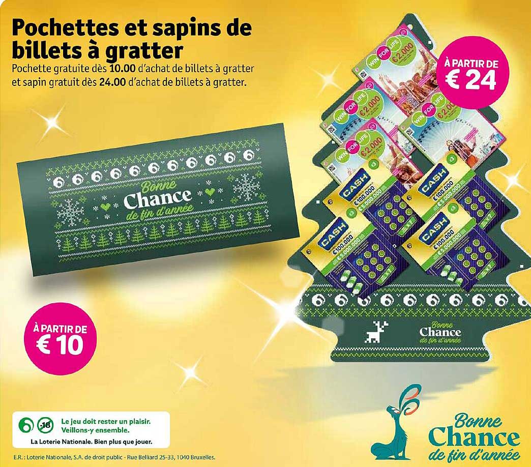 pochettes et sapins de billets à gratter