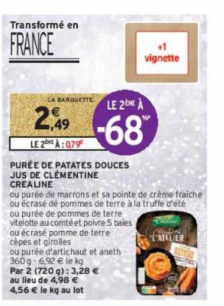purée de patates douces jus de clémentine créaline