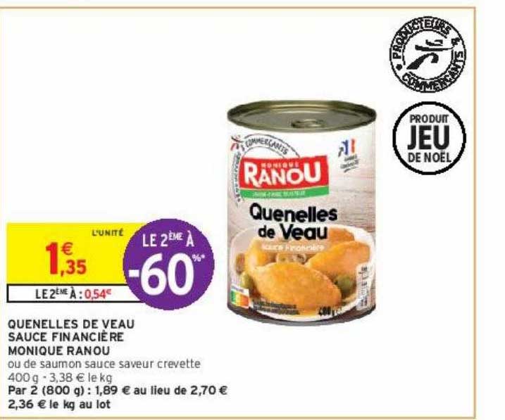 quenelles de veau sauce financière monique ranou