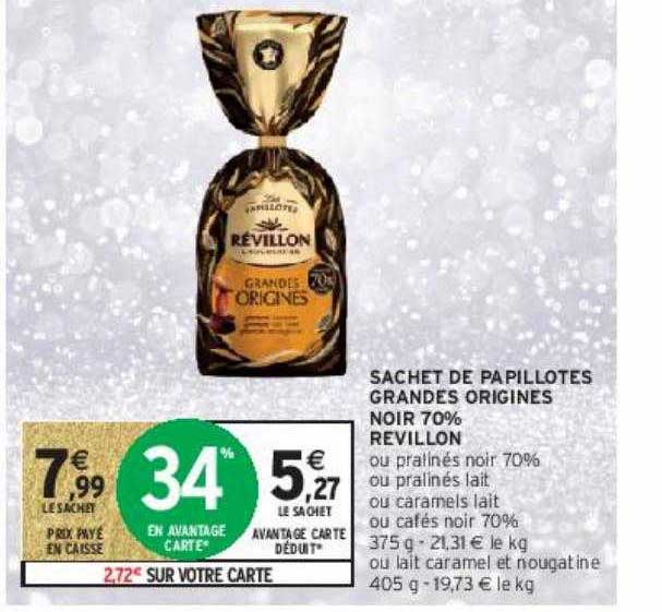sachet de papillotes grandes origines noir 70% révillon