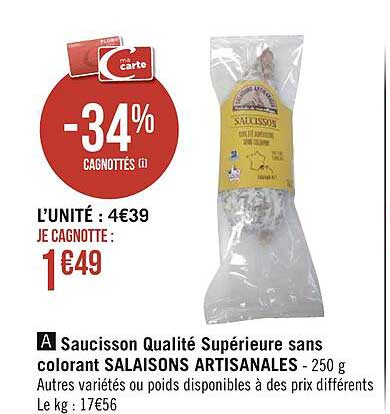saucisson qualité supérieur sans colorant salaisons artisanales