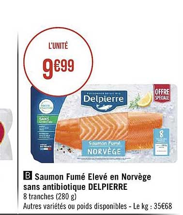 saumon fumé élevé en norvège sans antibiotique delpierre