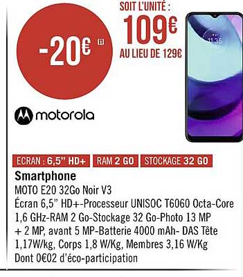 smartphone moto e20 32go noir v3