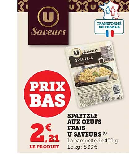 Spaetzle Aux œufs Frais U Saveurs