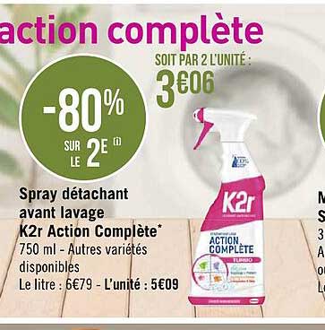 spray détachant avant lavage k2r action complète