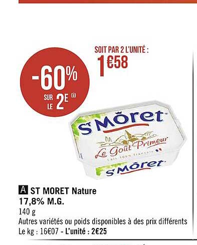 st moret nature 17.8% m.g. -60% sur le 2e