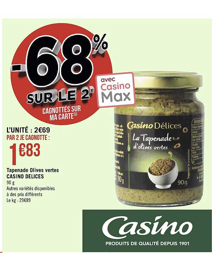 Tapenade Olives Vertes Casino Délices