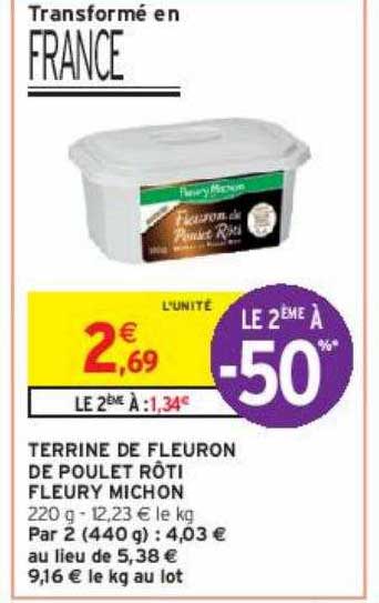 terrine de fleuron de poulet rôti fleury michon