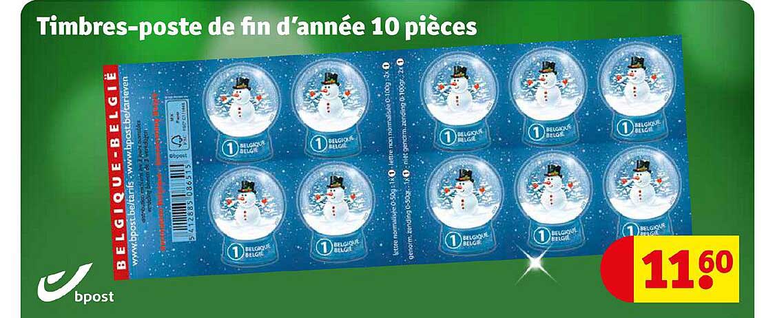 timbres-poste de fin d'année 10 pièces bpost