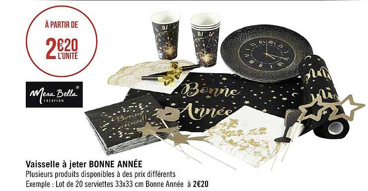 vaisselle à jeter bonne année mesa bella