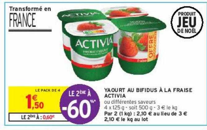 Yaourt Au Bifidus à La Fraise Activia