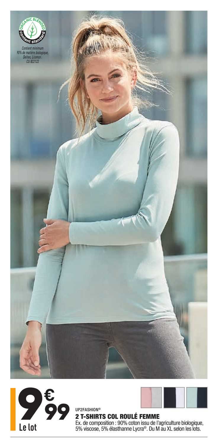 2 t-shirts col roulé femme up2fashion
