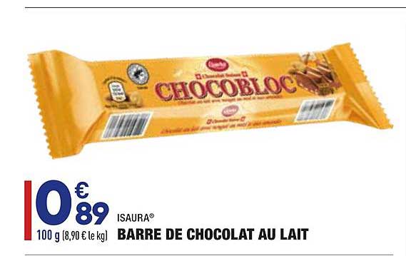 barre de chocolat au lait isaura