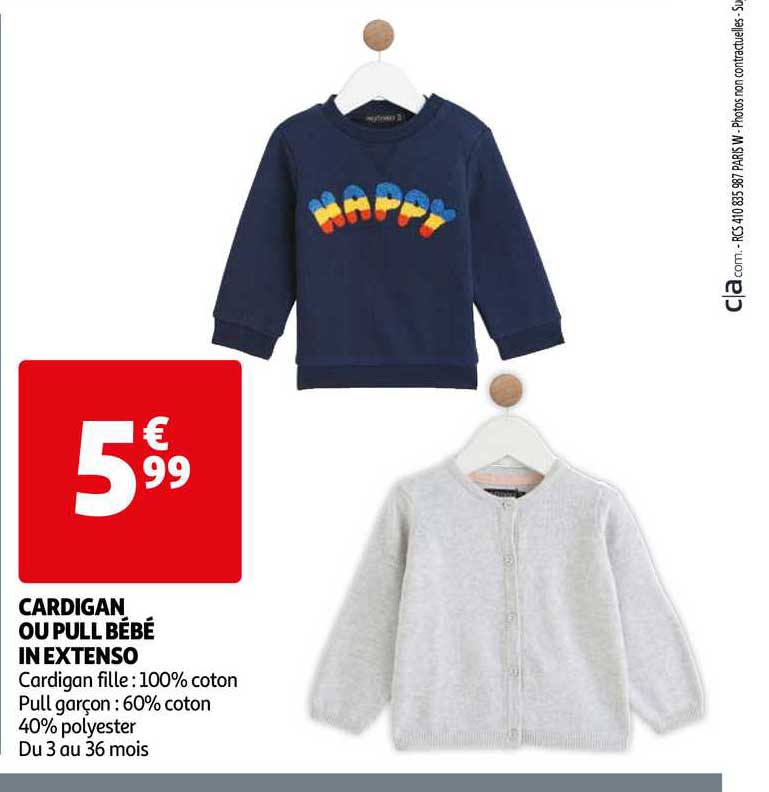 cardigan ou pull bébé in extenso
