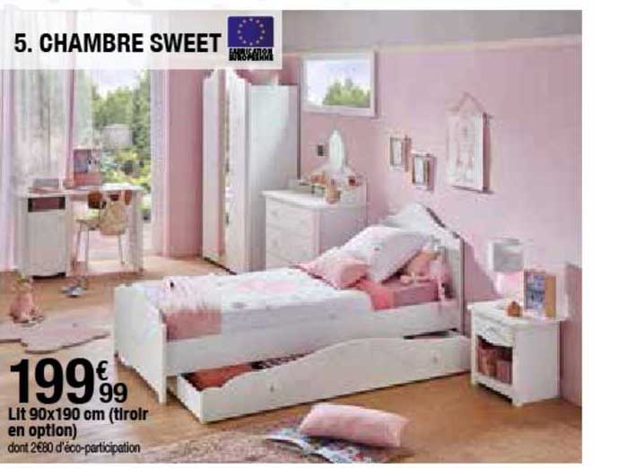 Chambre Sweet : Lit 90 X 190 Cm (tiroir En Option)