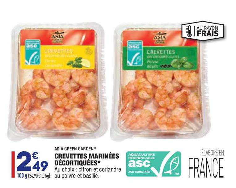 Crevettes Marinées Décortiquées Asia Green Garden