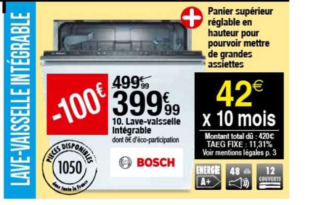 lave-vaisselle intégrable bosch