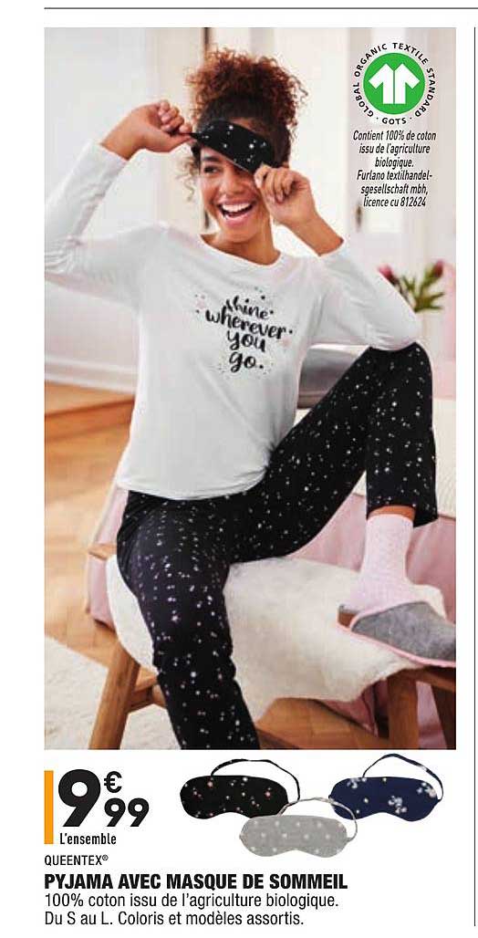 pyjama avec masque de sommeil queentex