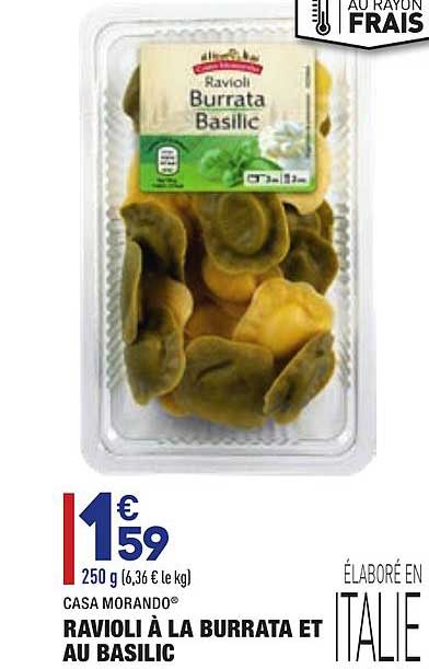 ravioli à la burrata et au basilic casa morando