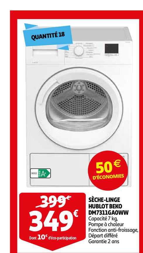 sèche-linge hublot beko dm7311gaoww