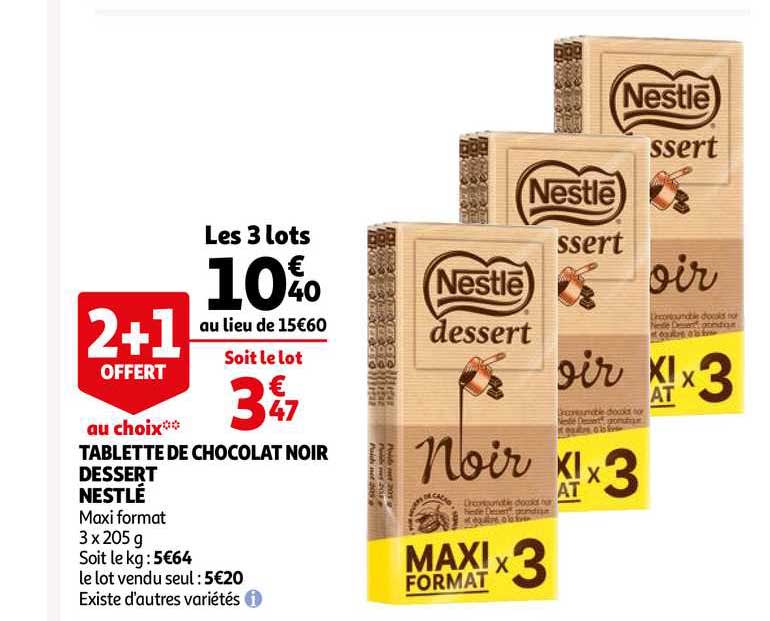 Tablette De Chocolat Noir Dessert Nestlé