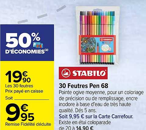 30 feutres pen 68 stabilo