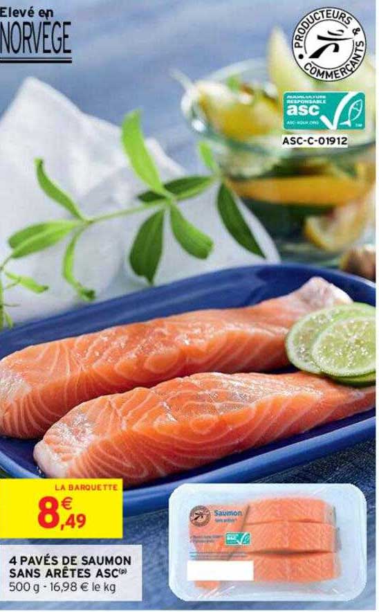 4 pavés de saumon sans arêtes asc
