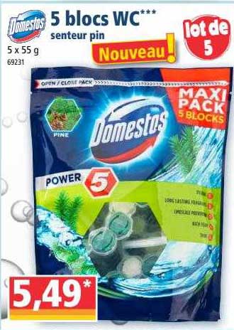 5 blocs wc senteur pin domestos