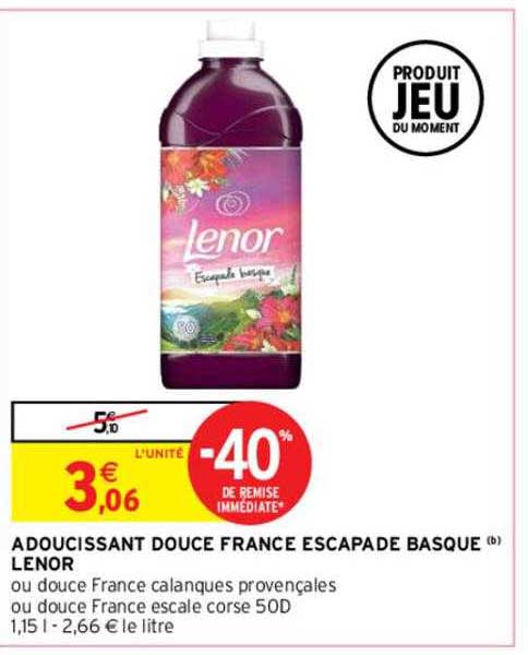 adoucissant douce france escapade basque lenor -40% de remise immédiate