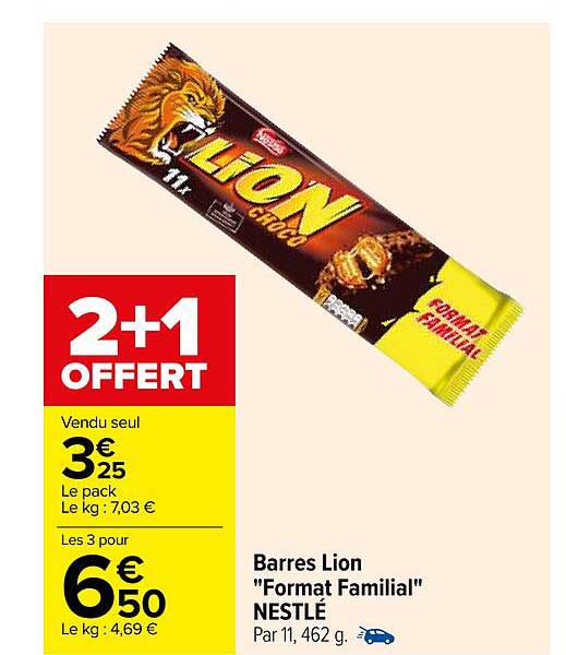 barres lion "format familial" nestlé
