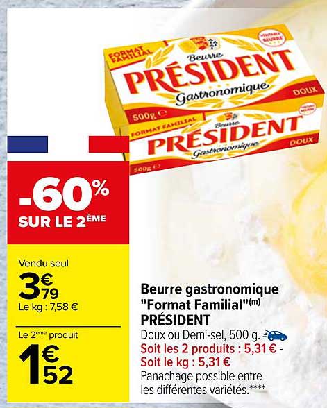 beurre gastronomique "format familial" président