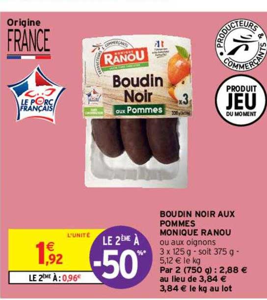 boudin noir aux pommes monique ranou le 2ème à -50%