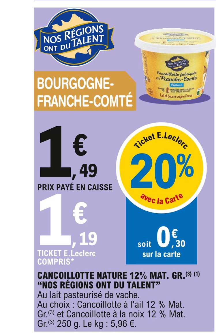 cancoillotte nature 12% mat. gr. "nos régions ont du talent"