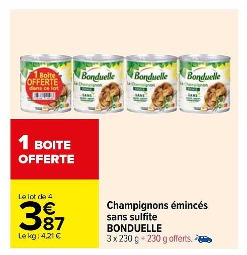 Champignons émincés Sans Sulfite Bonduelle