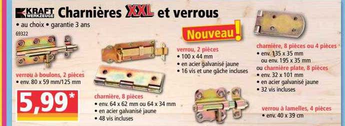 charnières xxl et verrous kraft werkzeuge