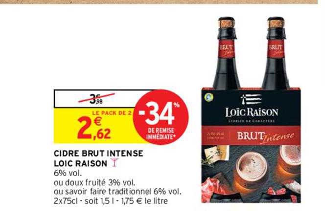 cidre brut intense loic raison -34% de remise immédiate