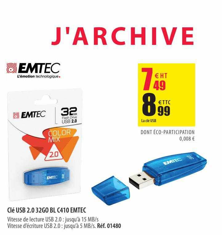 clé usb 2.0 32go bl c410 emtec