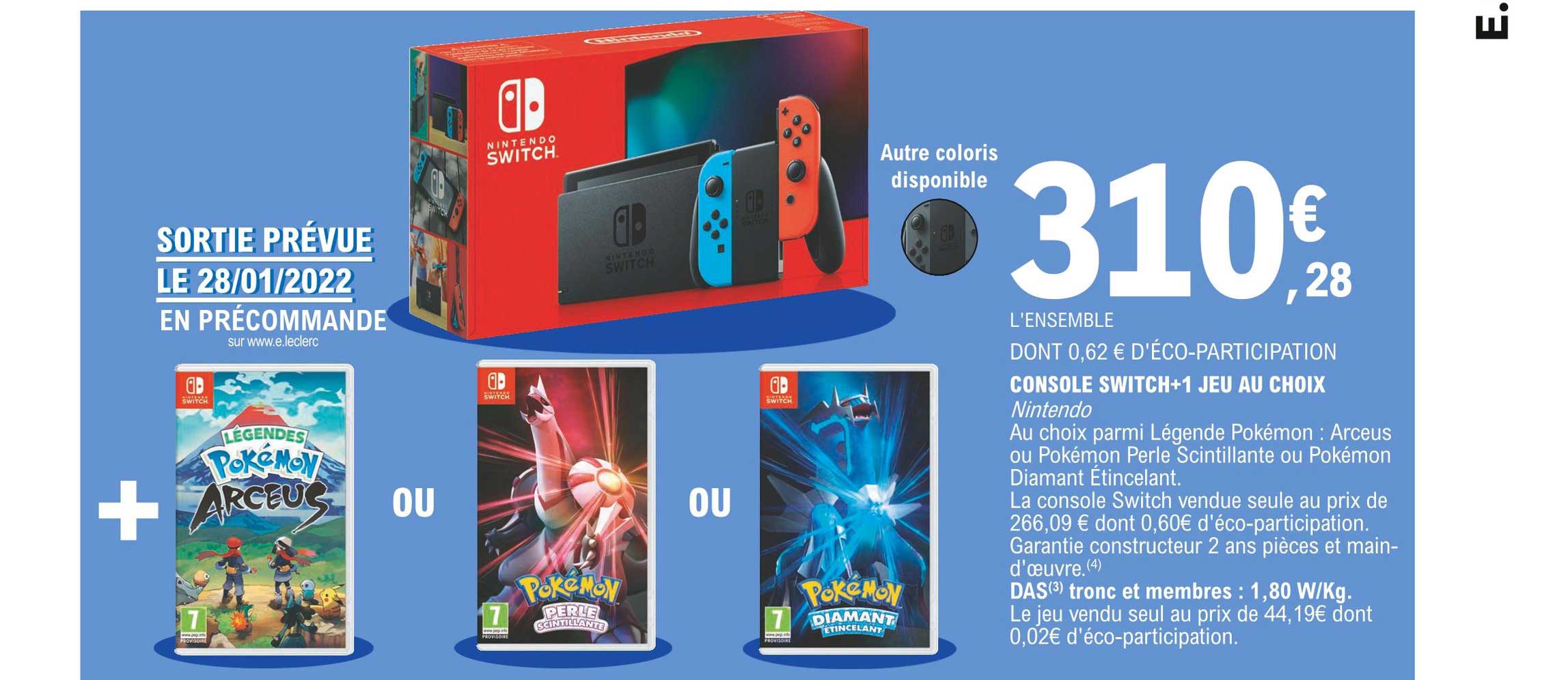 Console Switch+1 Jeu Au Choix Nintendo