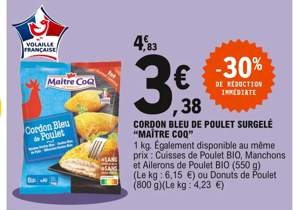 cordon bleu de poulet surgelé "maître coq"