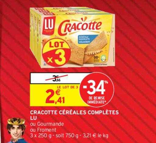cracotte céréales complètes lu -34% de remise immédiate