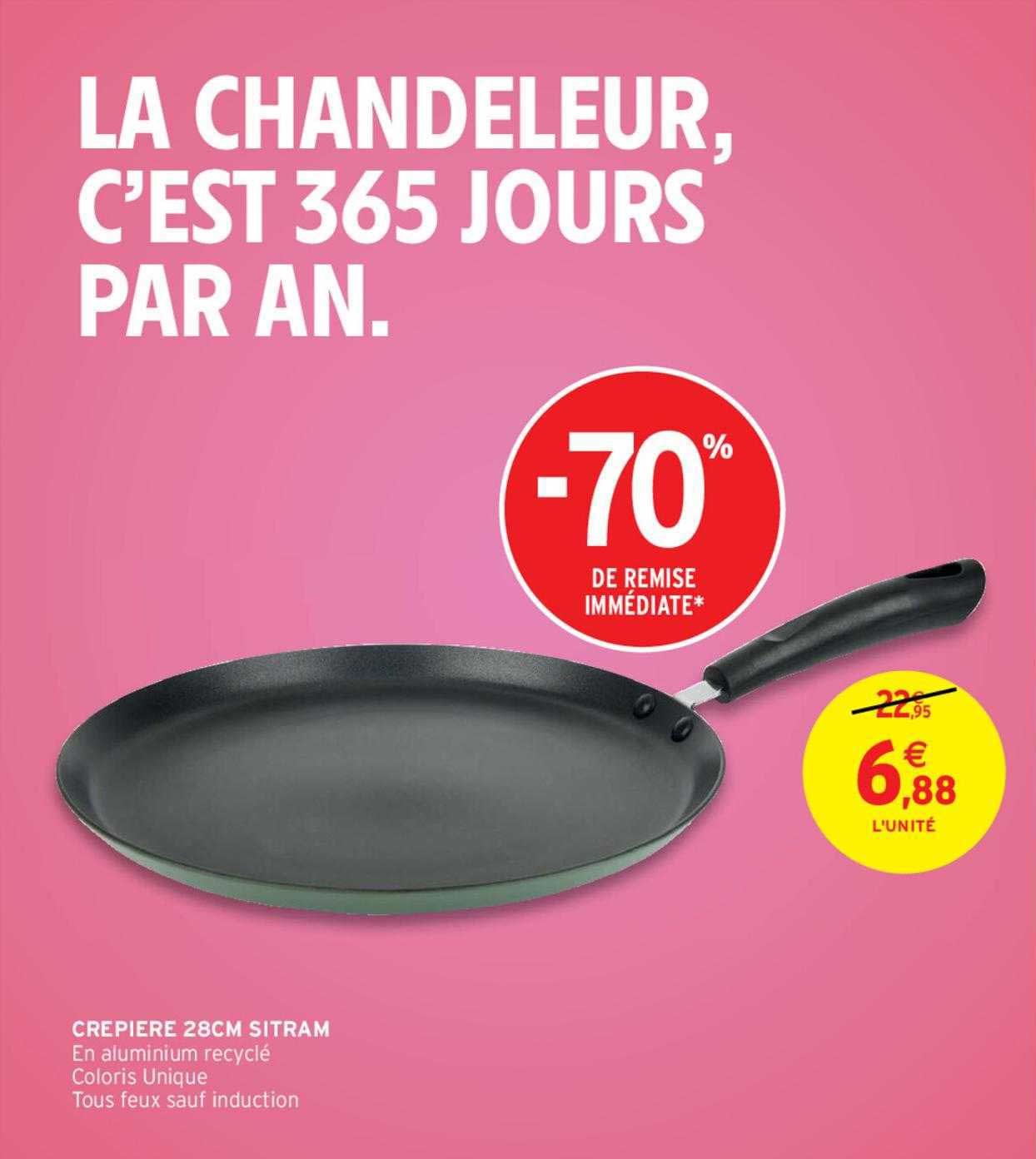 crêpier 28cm sitram -70% de remise immédiate