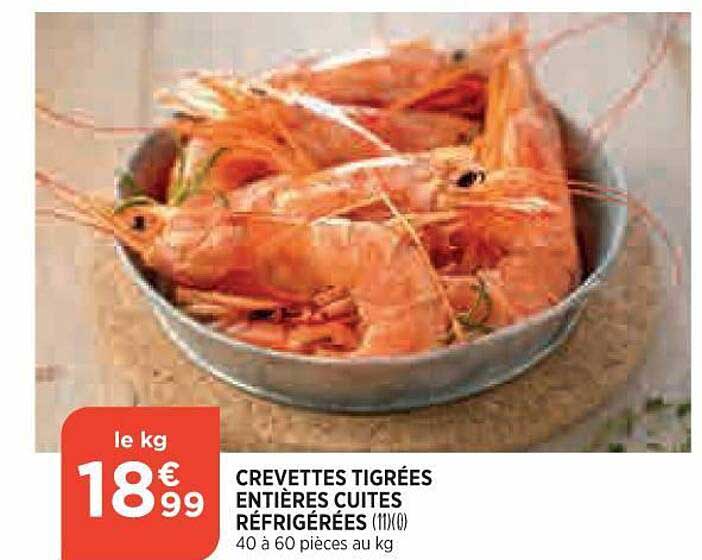 crevettes tigrées entières cuites réfrigérées