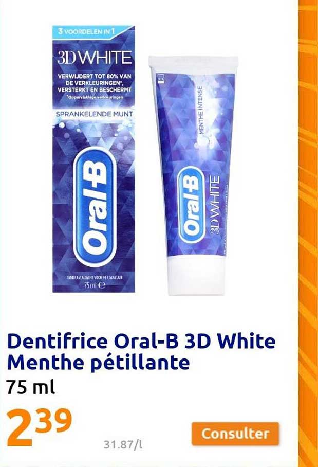dentifirice oral-b 3d white menthe pétillante