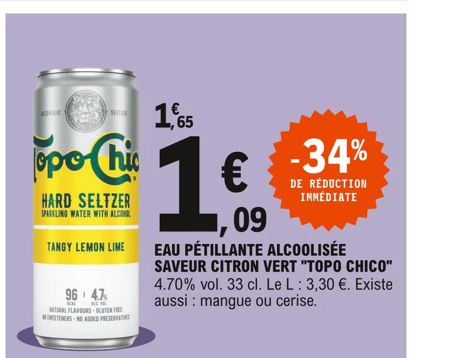 eau pétillante alcoolisée saveur citron vert "topo chico"