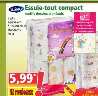 essuie-tout compact motifs dessins d'enfants valenty